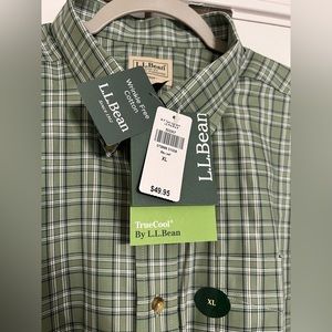 Men’s LL Bean green plaid button down Size XL **NWT!!**